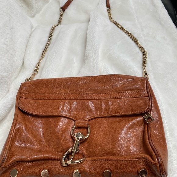 Leather VINTAGE CrossBody bag with adjustable gold Chain link Strap - Picture 9 of 12